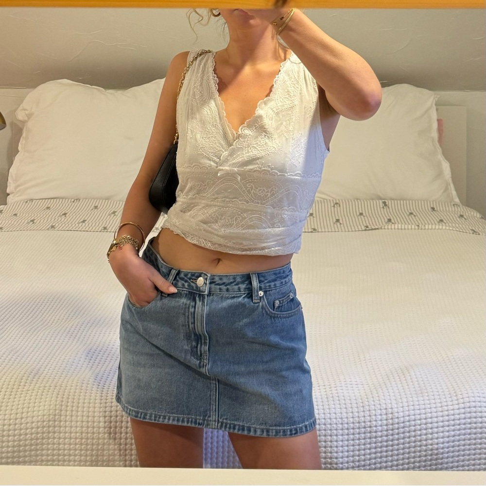 White Lace Cropped Tank